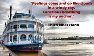 A ship docked with anchor and quote written on the image