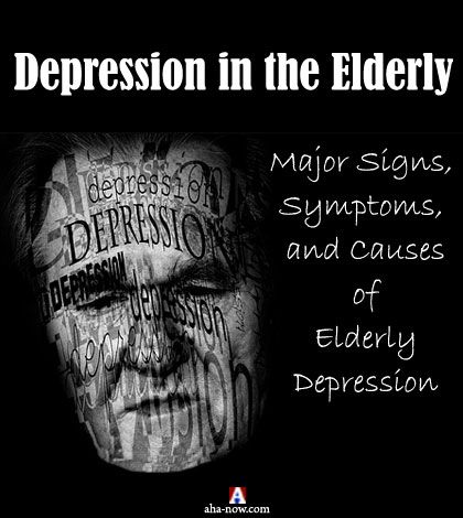 Black poster showing depression in the elderly
