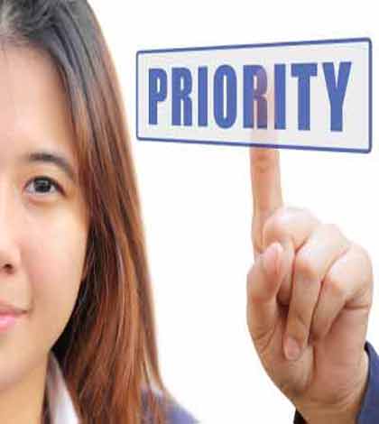 Girl shown as setting priorities of her life by pressing a button