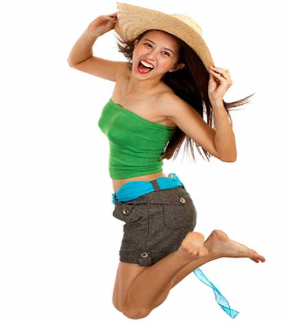 girl showing its easy to change your life and be happy