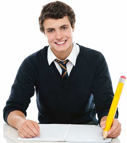 A boy practicing to improve writing skills