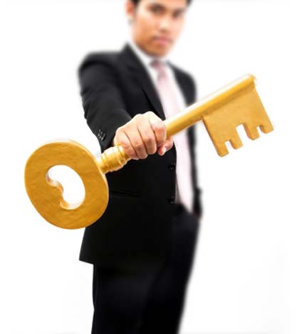 man giving key to success
