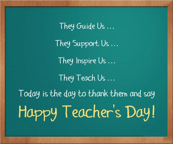 Green board with teacher's day greetings