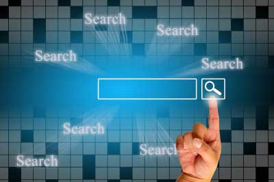 A person searching on a search engine