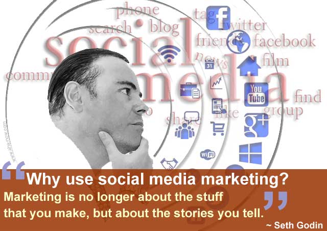 Poster showing many options for social media strategy and a quote