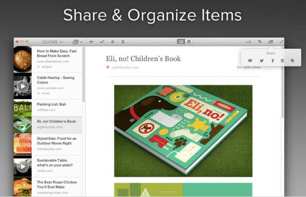 Screenshot of Pocket App