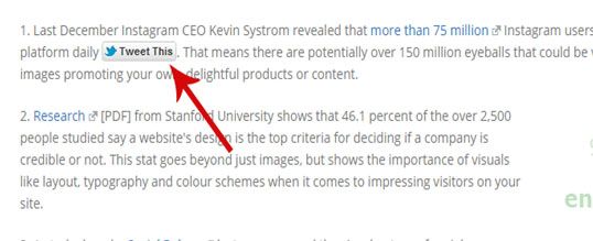 Click to tweet button optimization in a blog post