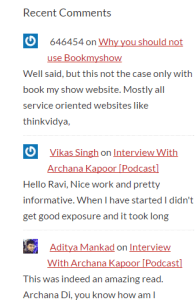 Recent comments plugin