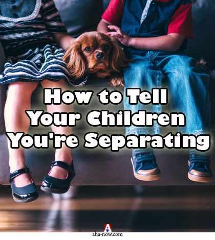 Two kids and dog with caption how to tell your child you're separating