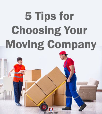 A man transporting boxes in a trolley and women giving tips on choosing a moving company