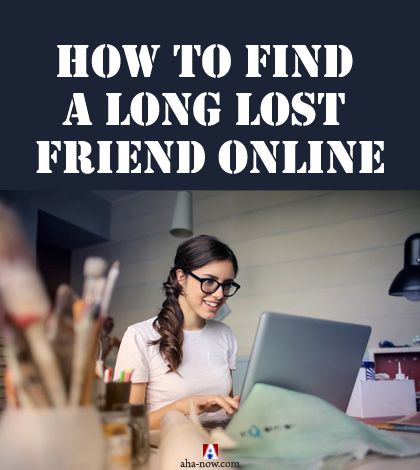 Girl trying to find a lost friend online on laptop