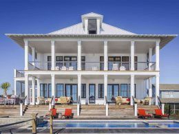 A big white new house with pool