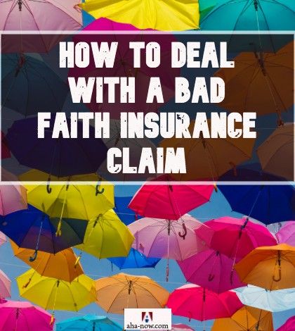 Plenty of colorful umbrellas dropping from the sky with superimposed caption how to deal with a bad faith insurance claim