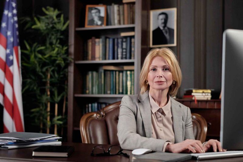 A lady family lawyer sitting in office