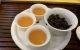 Oolong tea in cup with the tea leaves