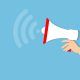 clip art of loudspeaker in hand to promote business website