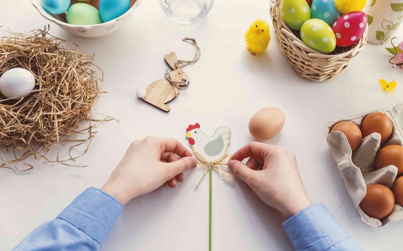 Person using creativity to make Easter decorations