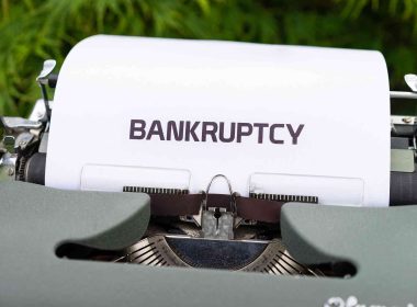 Bankruptcy types on a paper on a typewriter