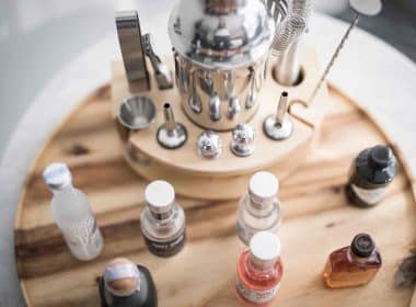 A collection of perfume making equipment, oils, and chemicals for DIY perfumery.