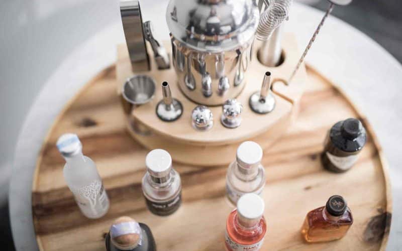 A collection of perfume making equipment, oils, and chemicals for DIY perfumery.