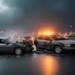Two cars crashed after accident on the road