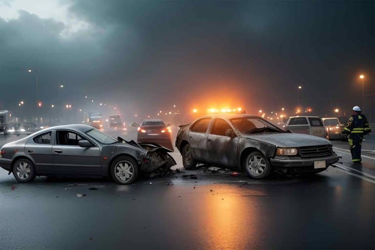 Two cars crashed after accident on the road